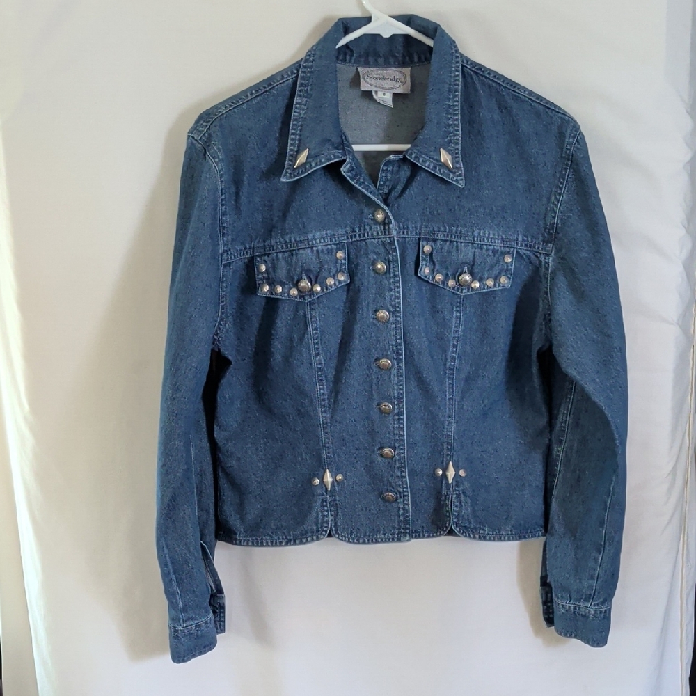 Vintage Blue Denim Jacket with Stud Accents